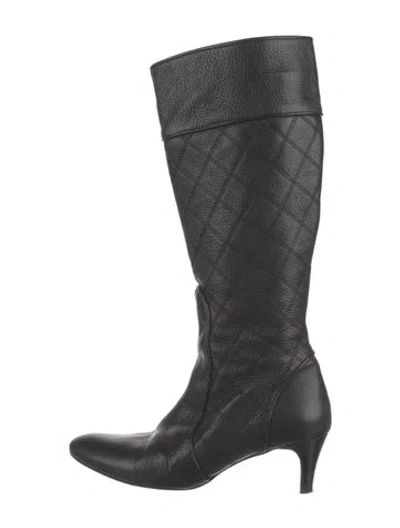 Pre-owned Max Mara Leather Riding Boots In Black