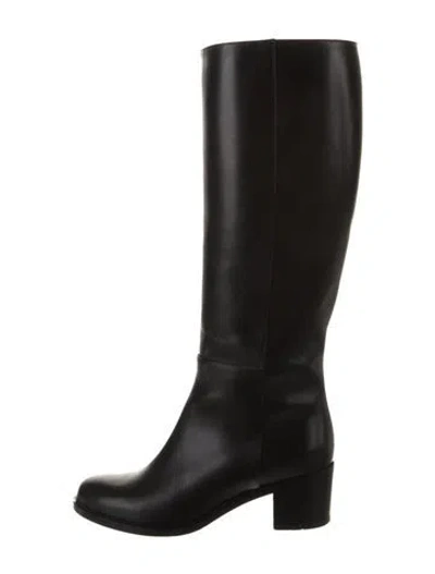 Pre-owned Max Mara Leather Riding Boots In Black