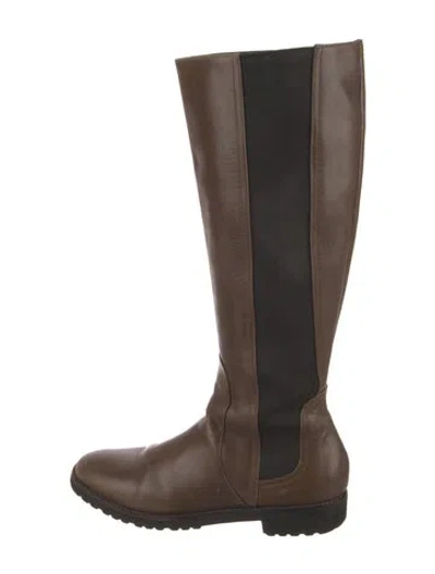 Pre-owned Max Mara Leather Riding Boots In Brown
