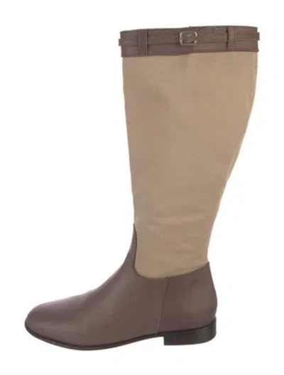 Pre-owned Max Mara Leather Riding Boots In Neutrals