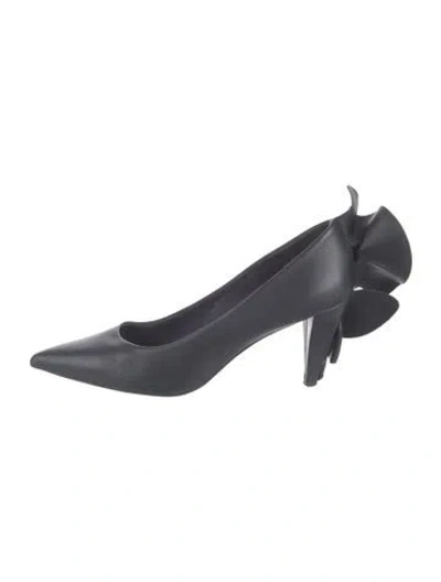 Pre-owned Max Mara Leather Ruffle Embellishment Pumps In Blue