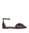 Max Mara Round Toe Flat Sandals In Brown