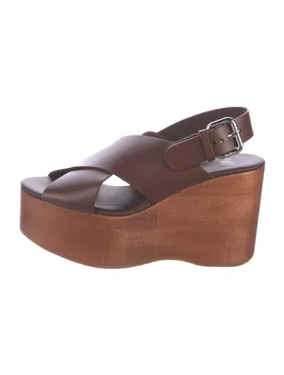 Pre-owned Max Mara Leather Sandals In Brown