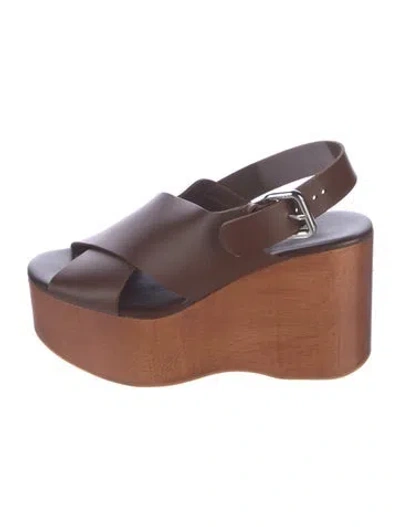 Pre-owned Max Mara Leather Sandals In Brown