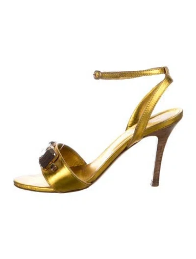 Pre-owned Max Mara Leather Sandals In Gold