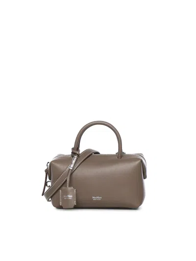 Max Mara Leather Satchel Bag With Logo In Brown