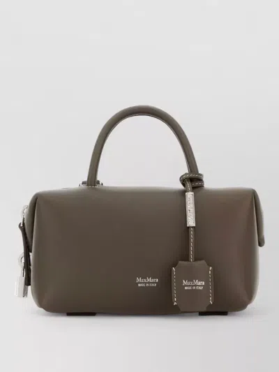 Max Mara Leather Shoulder Bag Holdall Top Handle In Gray