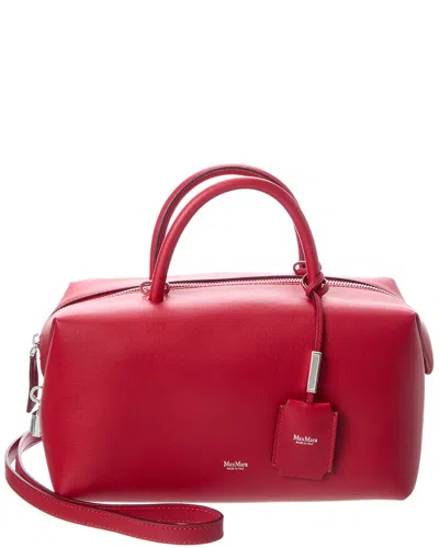 Max Mara Leather Shoulder Bag In Burgundy