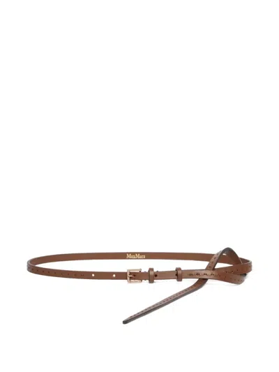 Max Mara Natural Leather Belt In Brown