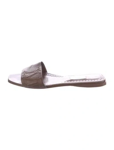 Pre-owned Max Mara Leather Slides In Brown