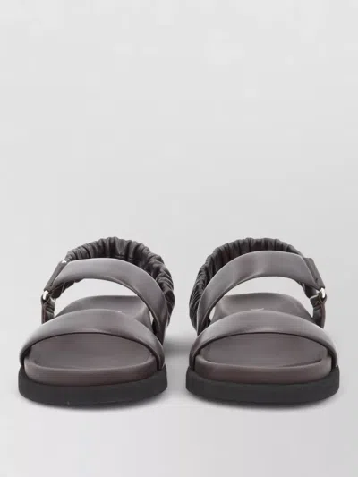 Max Mara Leather Slides In Brown