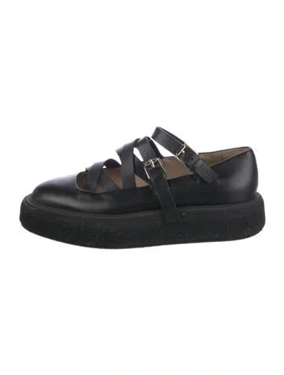Pre-owned Max Mara Leather Slingback Flats In Black