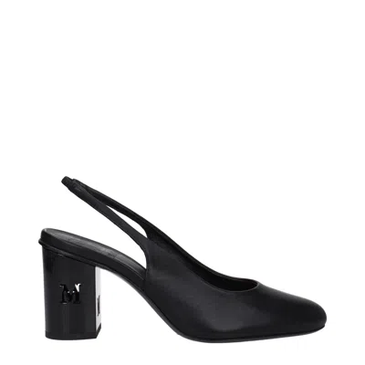 Max Mara Leather Slingback Heel In Black