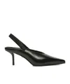 Max Mara Leather Slingback Mules With Bow In Black