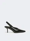 Max Mara Leather Slingback Mules With Bow In Black