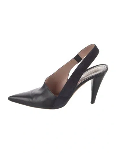 Pre-owned Max Mara Leather Slingback Pumps In Black