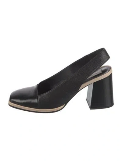 Pre-owned Max Mara Leather Slingback Pumps In Black