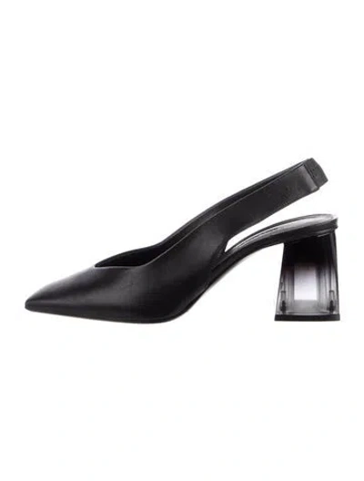 Pre-owned Max Mara Leather Slingback Pumps In Black