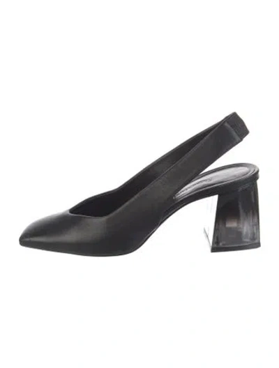 Pre-owned Max Mara Leather Slingback Pumps In Black