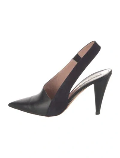 Pre-owned Max Mara Leather Slingback Pumps In Blue