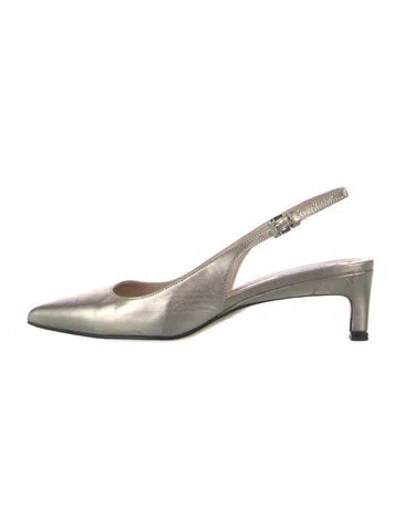 Pre-owned Max Mara Leather Slingback Pumps In Gold