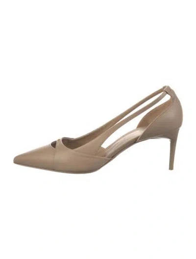 Pre-owned Max Mara Leather Slingback Pumps In Neutral