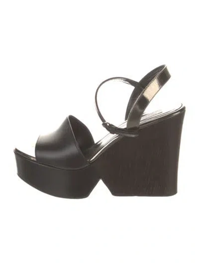 Pre-owned Max Mara Leather Slingback Sandals In Black