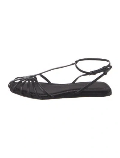 Pre-owned Max Mara Leather Slingback Sandals In Black
