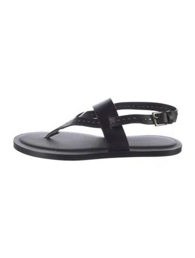 Pre-owned Max Mara Leather Slingback Sandals In Black