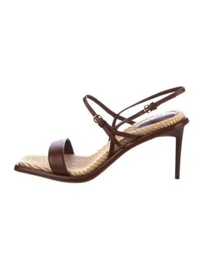 Pre-owned Max Mara Leather Slingback Sandals In Brown
