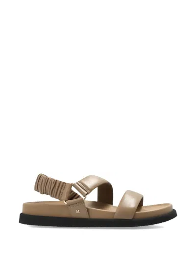 Max Mara Leather Slingback Sandals In Neutral