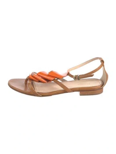Pre-owned Max Mara Leather Slingback Sandals In Neutral