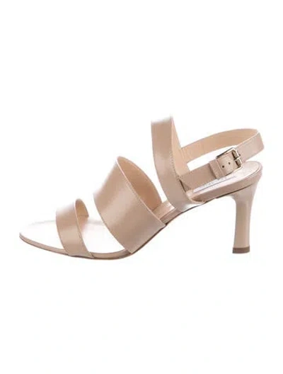 Pre-owned Max Mara Leather Slingback Sandals In Neutral