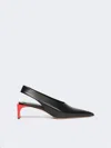 Max Mara Leather Slingbacks In Black