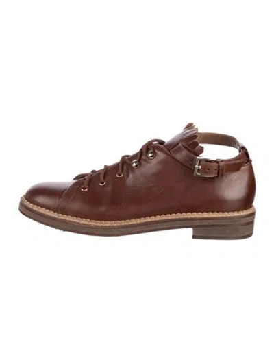 Pre-owned Max Mara Leather Sneakers In Brown