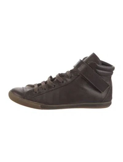 Pre-owned Max Mara Leather Sneakers In Brown