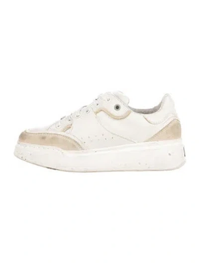 Pre-owned Max Mara Leather Sneakers In Neutrals/white