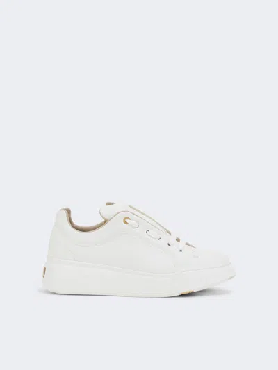 Max Mara Leather Sneakers In Optical White
