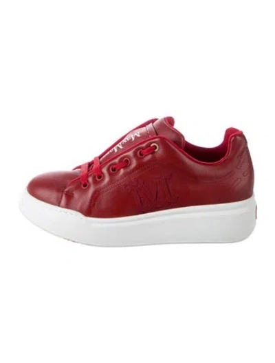 Pre-owned Max Mara Leather Sneakers In Red