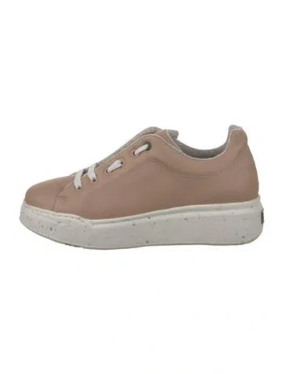 Pre-owned Max Mara Leather Sneakers W/ Tags In Neutral