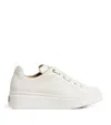 Max Mara Round Head Leather Sneakers In White