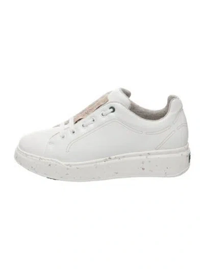 Pre-owned Max Mara Leather Sneakers In White