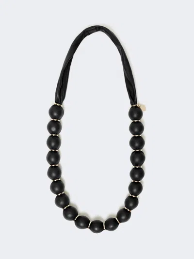Max Mara Leather-sphere Necklace In Black