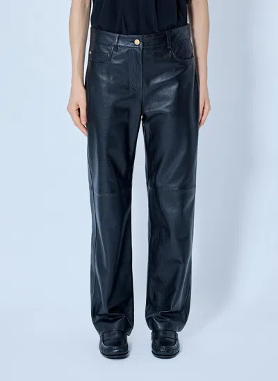 Max Mara Leather Straight-leg Trousers In Black