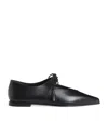 Max Mara Leather Tapered Ballet Flats In Black