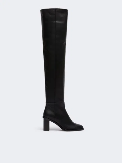 Max Mara Leather Thigh-high Boots In Black