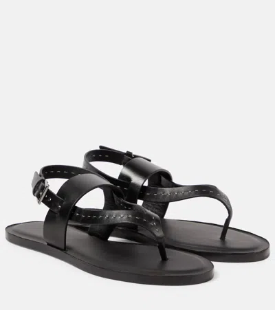 Max Mara Leather Flip-flops In Black