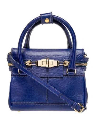 Pre-owned Max Mara Leather Top Handle Bag In Blue
