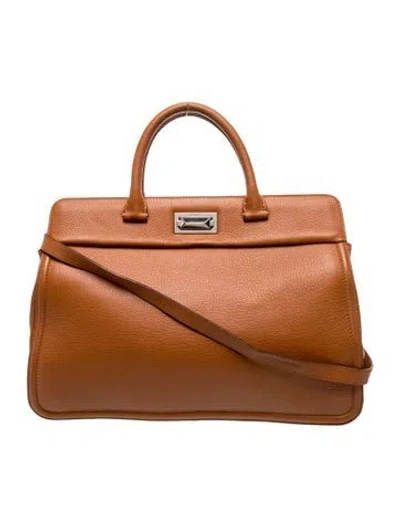 Pre-owned Max Mara Leather Top Handle Bag In Brown