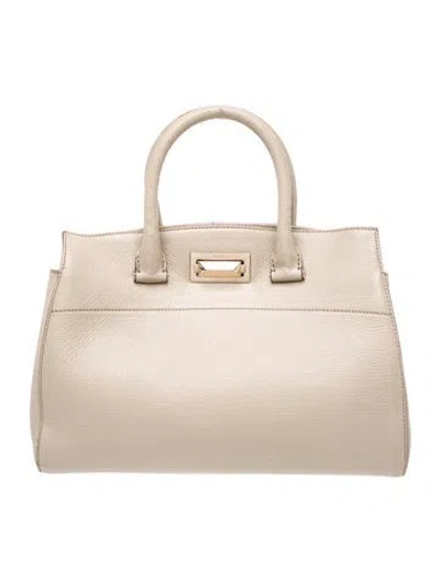 Pre-owned Max Mara Leather Top Handle Bag In Neutral